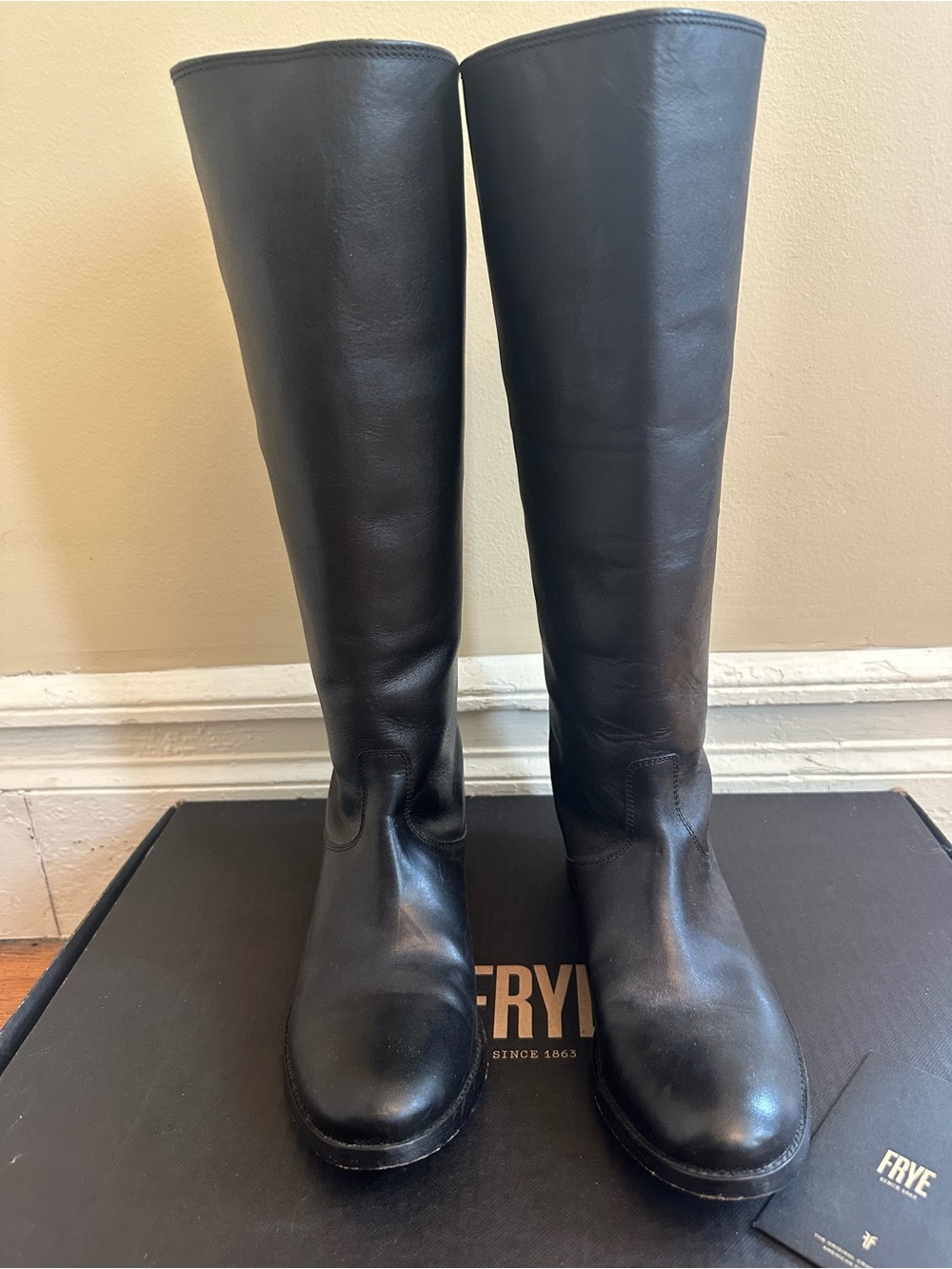 Melissa Black Exterior with Black Leather Knee Boot Size 8 Like New
